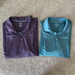 Lot of 2 Men’s VanHeusen Polo Golf Shirts Slim Fit Large Purple and Green
